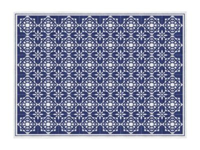 Tapis intérieur ou extérieur effet carreaux de ciment - 150 x 200 cm - Bleu et blanc - BAYONA