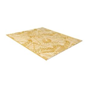 Tapis intérieur ou extérieur motifs feuilles - 150 x 200 cm - Jaune - CURITIBA