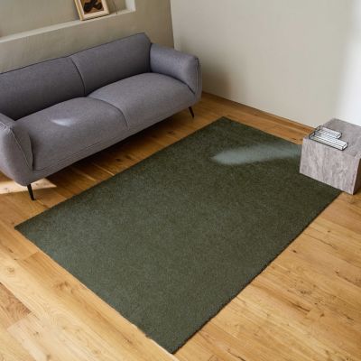 Tapis intérieur velours frisé vert foncé. 200 x 290cm poil ras effet bouclette