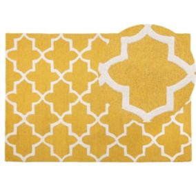 Tapis jaune en laine et coton 140 x 200 cm SILVAN