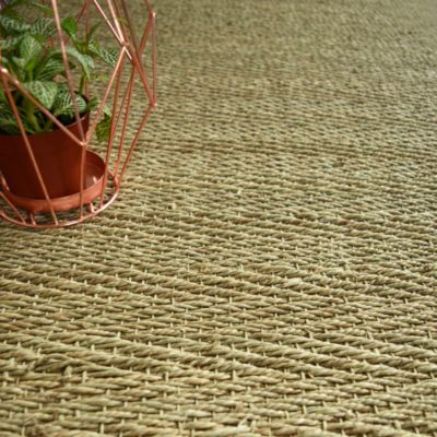 Tapis Jonc de mer - Bihar fin chevron - Ganse coton anthracite - 80 x 150 cm