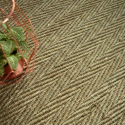 Tapis Jonc de mer - Bihar fin chevron - Ganse coton anthracite - 80 x 150 cm