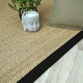 Tapis Jonc de mer Kalapa fin panama - Ganse noire - 160 x 230 cm