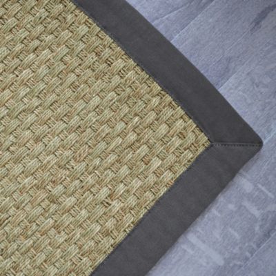 Tapis jonc de mer - Paro fin natté 4x4 - Ganse coton anthracite - 160 x 230 cm