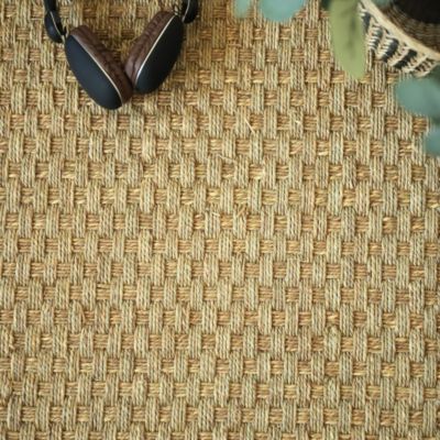 Tapis jonc de mer - Paro fin natté 4x4 - Ganse coton anthracite - 160 x 230 cm