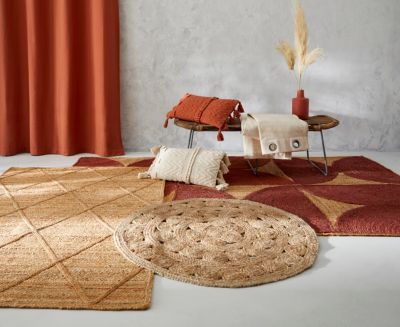 Tapis jute naturel surpiqué Croisillons 120x180 cm