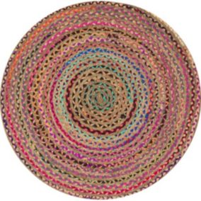 Tapis jute tissu recyclé multicouleur Deko & Co ⌀90cm