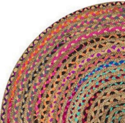 Tapis jute tissu recyclé multicouleur Deko & Co ⌀90cm