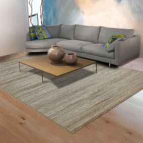 Tapis kilim 123x180 rectangle tissé gris et beige motif uni FUXAU