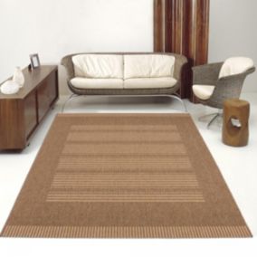 Tapis kilim 200x290 rectangle tissé beige et marron motif géométrique