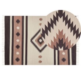 Tapis kilim en coton 140 x 200 cm beige et marron ARAGATS