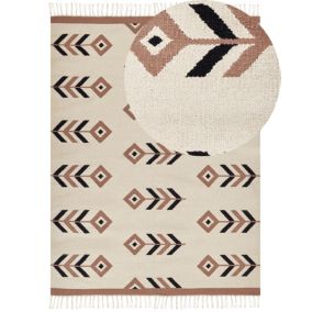 Tapis kilim en coton 200 x 300 cm beige et noir NIAVAN