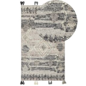 Tapis Kilim en laine 80 x 150 cm gris ARATASHEN