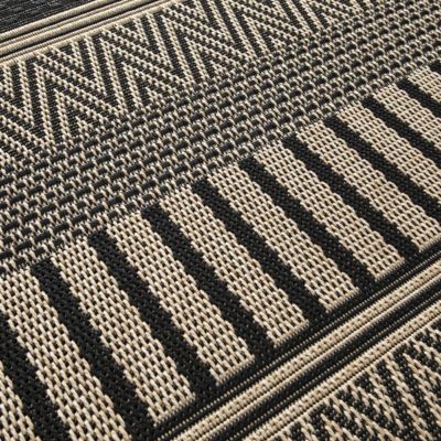 Tapis kilim tissé motif ethnique LONA 1, noir, beige