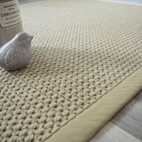 Tapis Laine et Sisal - Albury grège - Ganse coton grège - 120 x 170 cm