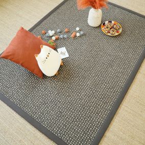 Tapis Laine et sisal - Caloundra grosses boucles gris - Ganse anthracite - 120 x 170 cm