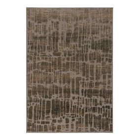 Tapis laine et viscose moderne rayé Soan 380x280 CM - Gris