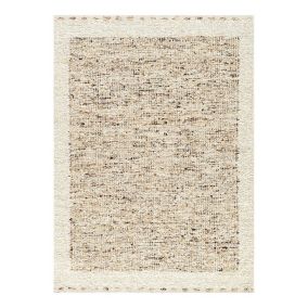 Tapis laine tissé main design poils ras Charliz 230x160 CM - Beige