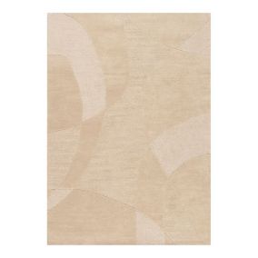 Tapis laine tissé main moderne effet 3D rectangle Jade 230x160 CM - Beige foncé