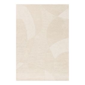 Tapis laine tissé main moderne effet 3D rectangle Jade 230x160 CM - Blanc cassé