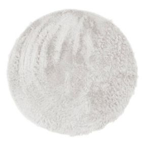 Tapis lavable à base fine et souple extra doux blanc diam.70