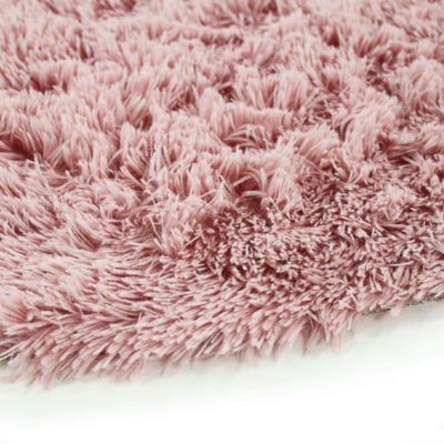 Tapis lavable à base fine et souple extra doux rose diam.90