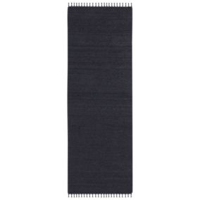 Tapis long boho en tissu noir SINANKOY