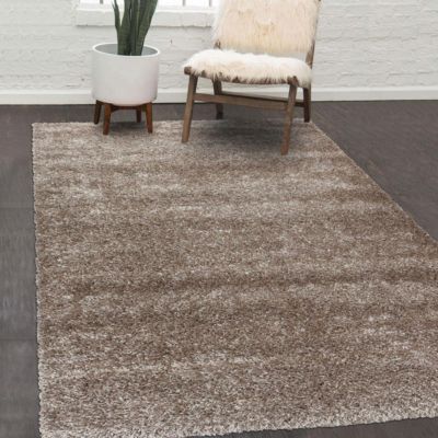 Tapis longs poils shaggy 160x230 rectangle tissé beige motif uni UNI A