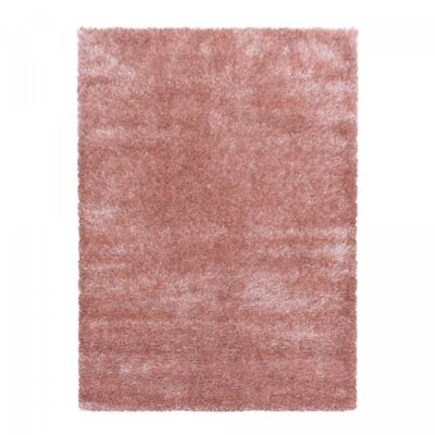 Tapis longs poils shaggy 200x290 rectangle tissé rose motif uni UNI A