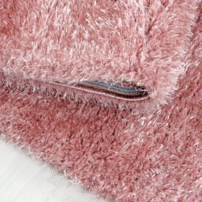 Tapis longs poils shaggy 200x290 rectangle tissé rose motif uni UNI A