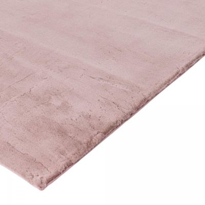 Tapis longs poils shaggy 60x110 rectangle tissé vieux rose motif uni EMOTICO