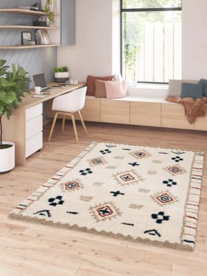 Tapis Manzo Berbère GoodHome beige et bleu L.230 x l.160 cm