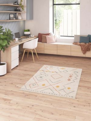 Tapis Manzo Berbère GoodHome beige et pastel L.120 x l.170 cm