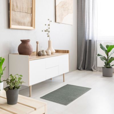 Tapis Manzo GoodHome bleu surf L.90 x l.60 cm