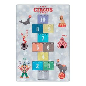 Tapis marelle pour fille et garçon Circus 150x100 CM - Gris