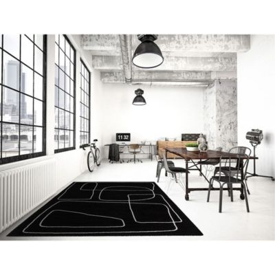 Tapis moderne abstrait intérieur rectangle Figure 230x160 CM - Noir