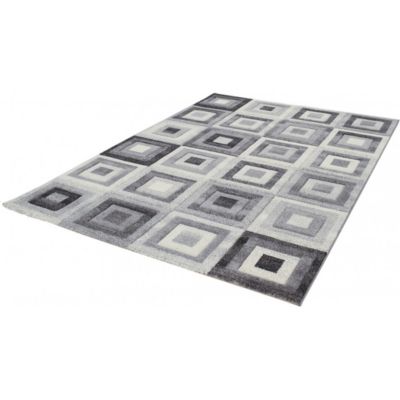 Tapis moderne cubique à courtes mèches rectangle Stratford 200x200 CM - Gris