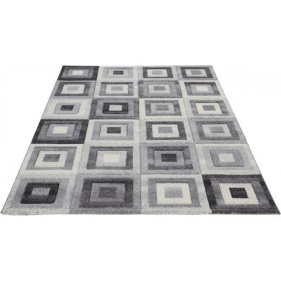 Tapis moderne cubique à courtes mèches rectangle Stratford 200x200 CM - Gris