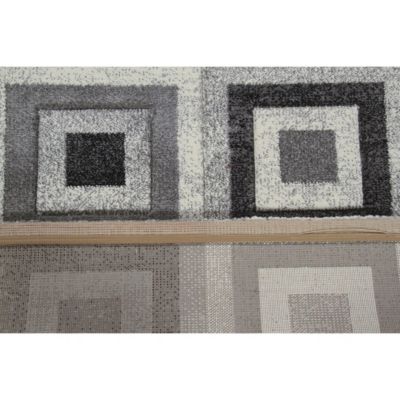 Tapis moderne cubique à courtes mèches rectangle Stratford 200x200 CM - Gris