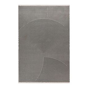 Tapis moderne effet courbe avec franges Hanae 150x80 CM - Gris