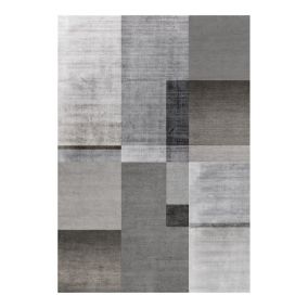 Tapis moderne graphique à courtes mèches rectangle Southwold 190x133 CM - Gris