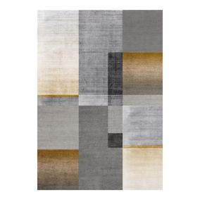 Tapis moderne graphique à courtes mèches rectangle Southwold 190x133 CM - Jaune