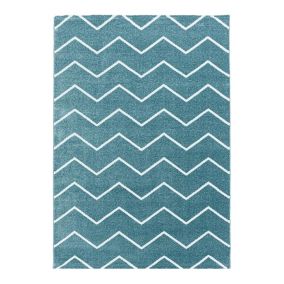 Tapis moderne graphique pour salon Evali 230x160 CM - Bleu