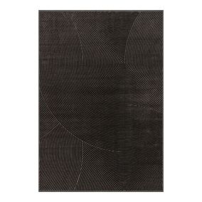 Tapis moderne laine et viscose courbe Native 380x280 CM - Gris