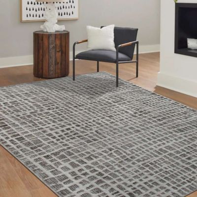 Tapis moderne à motifs carrés beige ivoire 120x170