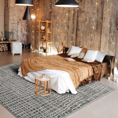 Tapis moderne à motifs carrés beige ivoire 120x170