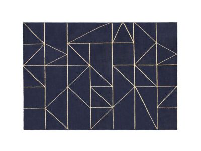 Tapis à motifs géométriques finition lurex doré - 160 x 230 cm - Bleu marine - IGALO