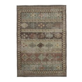 Tapis motifs lignes orientaux marron 133x190