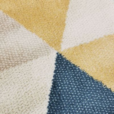 Tapis motifs triangles jaune et bleu 120x160