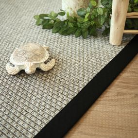 Tapis Natté - Sumatra Silver - Ganse coton noir - 160 x 230 cm